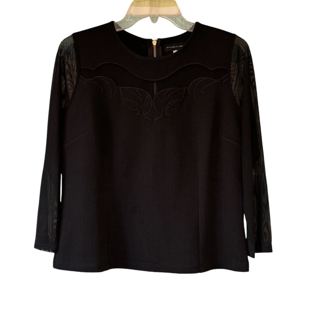 Styled by Joe Zee Sheer Black Long Sleeve Blouse Sz 6